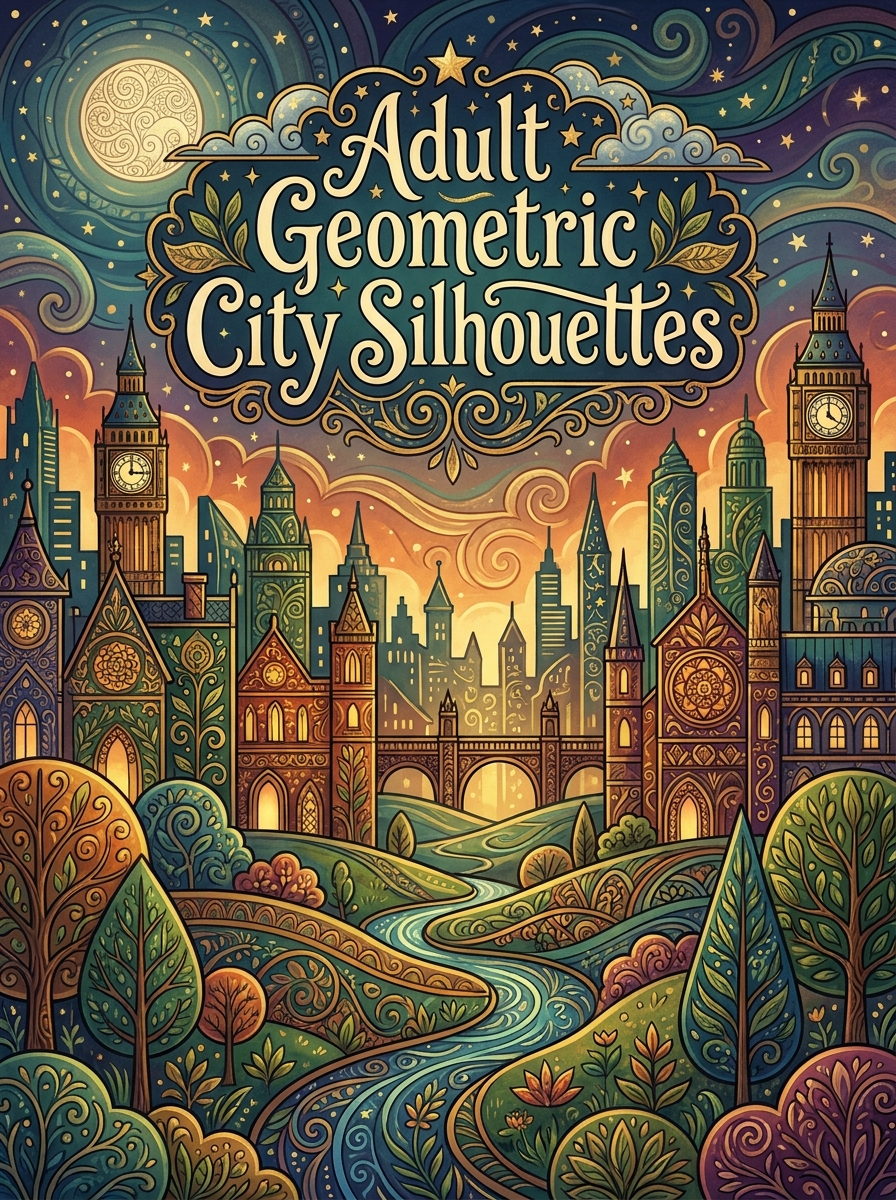 Adult Geometric City Silhouettes